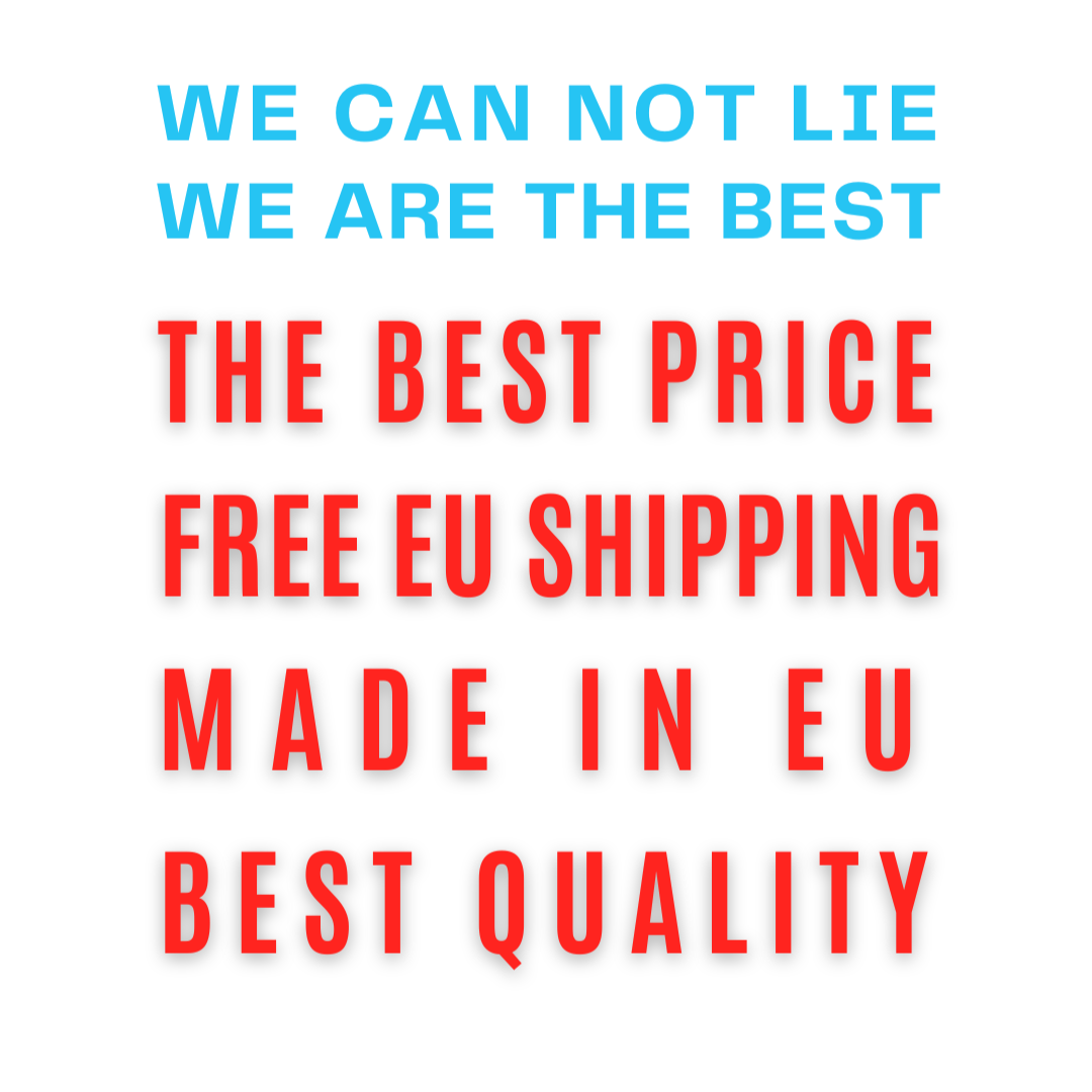An image of text saying We can not lie we are the best - the best price - free eu shipping - made in eu - best quality